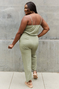 Thumbnail for ODDI Full Size Textured Woven Jumpsuit in Sage - SIZES S THRU 3XL - 2 PCS. - T - 1 COLOR -