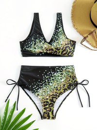 Thumbnail for Lace-Up Printed Wide Strap Bikini Set - T - 3 COLORS -