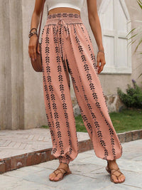 Thumbnail for Tied Printed High Waist Pants - T - 5 COLORS -