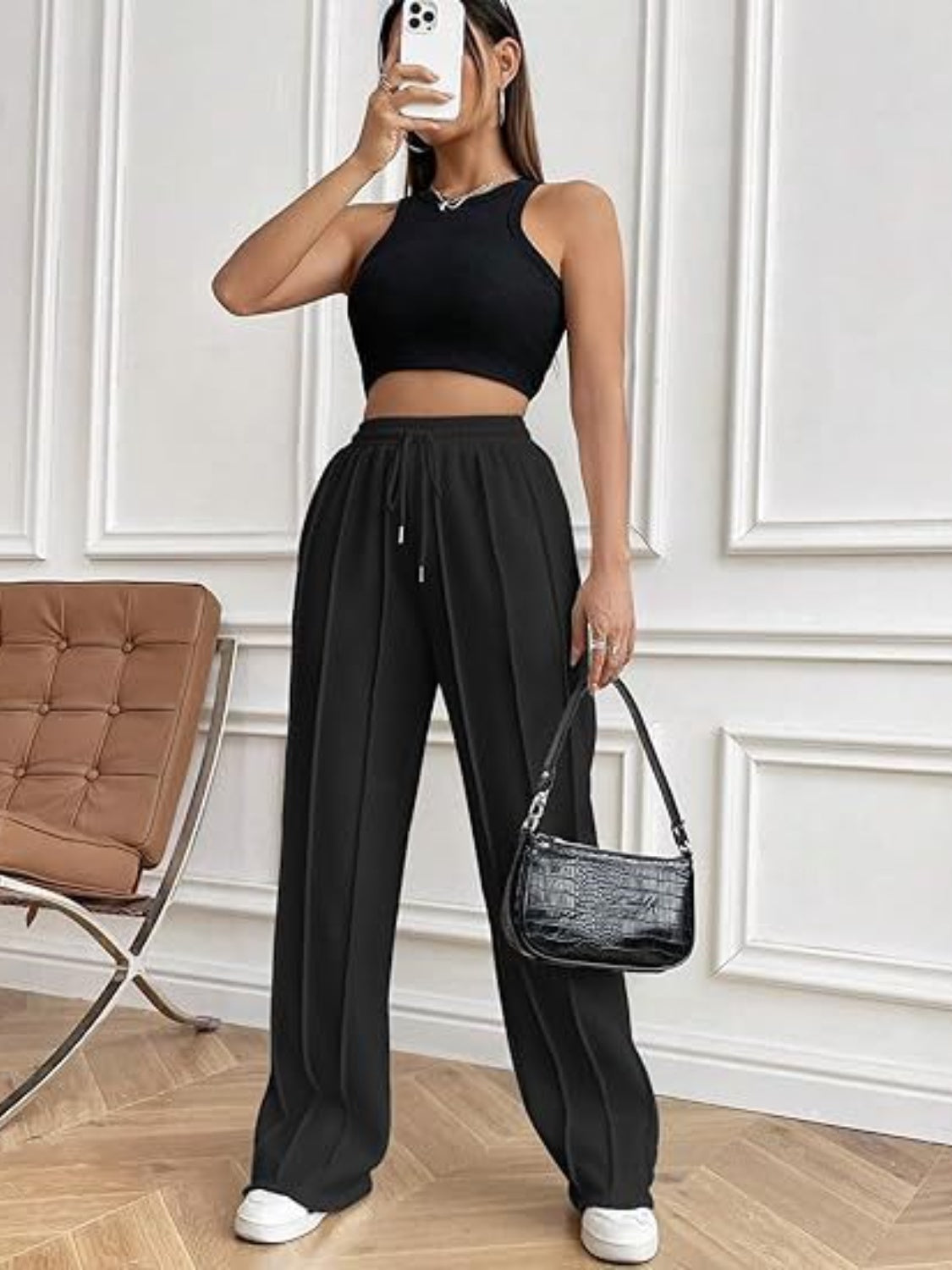 Drawstring Wide Leg Pants with Pockets - T - 5 COLORS -