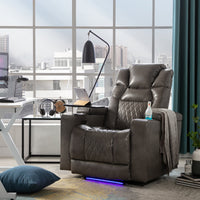 Thumbnail for Power Motion Recliner With USB Charging Port and Hidden Arm Storage, Home Theater Seating With 2 Convenient Cup Holders