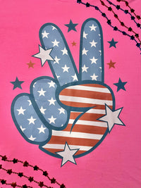 Thumbnail for ASK - Neon Pink USA Peace Sign Tee - 1 COLOR -