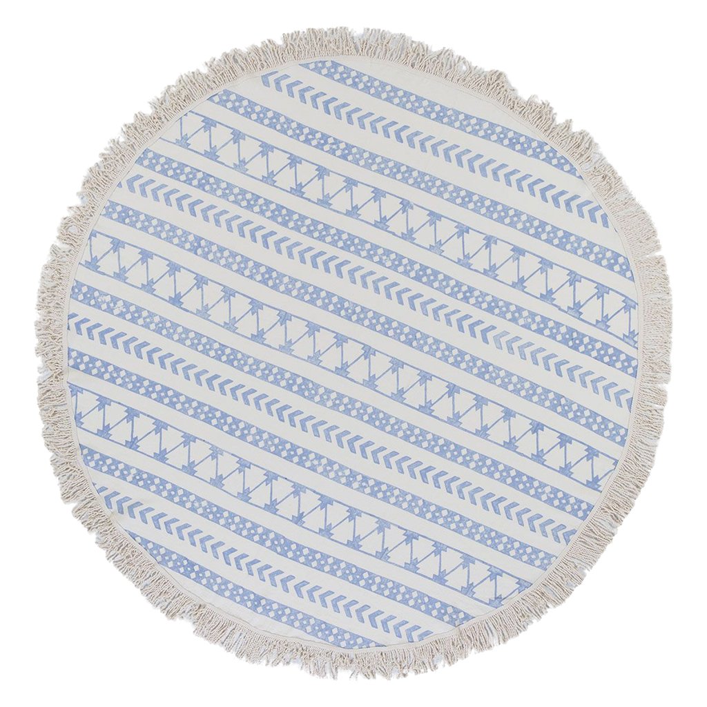 Slate & Salt - Stripe Block Print Roundie Beach Blanket - 1 COLOR -