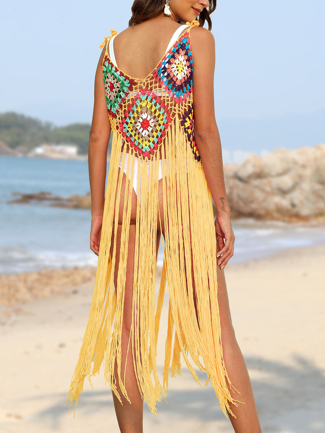 Fringe Spaghetti Strap Cover-Up - T - 10 COLORS -