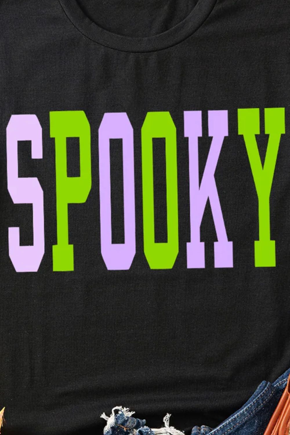 SPOOKY Round Neck Short Sleeve T-Shirt - T - 1 COLOR -