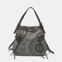 Thumbnail for Nicole Lee USA Side Braided Tassel Inlaid Rhinestone Embroidery Hobo Bag - T - 4 COLORS -