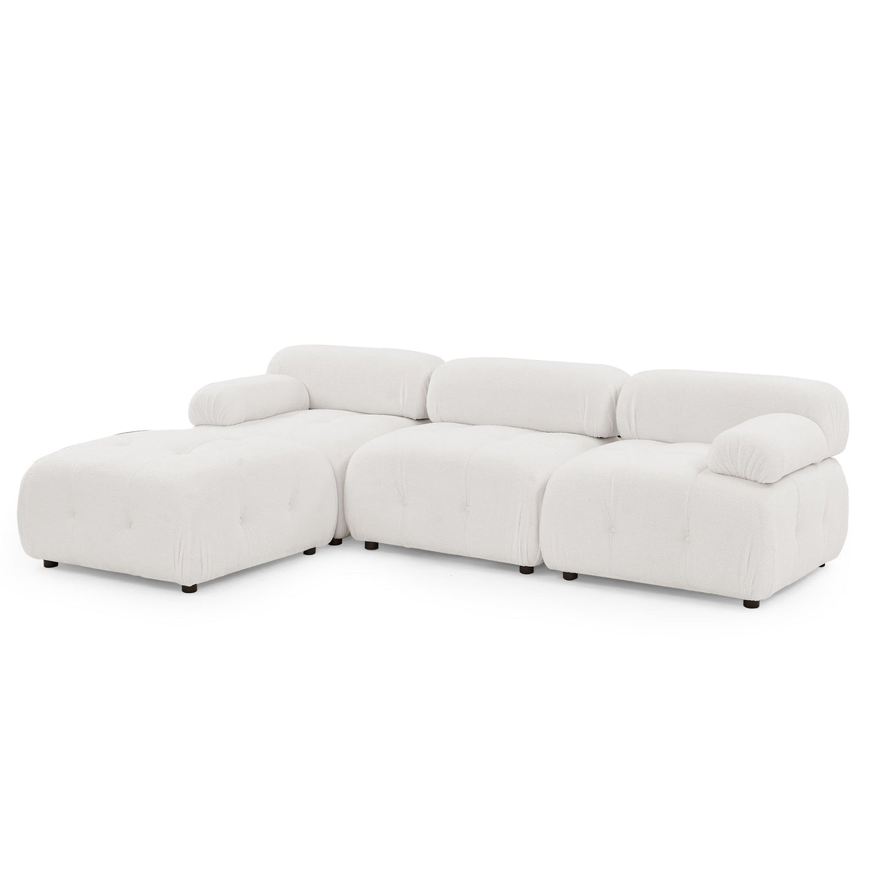 Modular Sectional Sofa, Button Tufted Designed and DIY Combination,L Shaped Couch With Reversible Ottoman, Ivory Teddy F