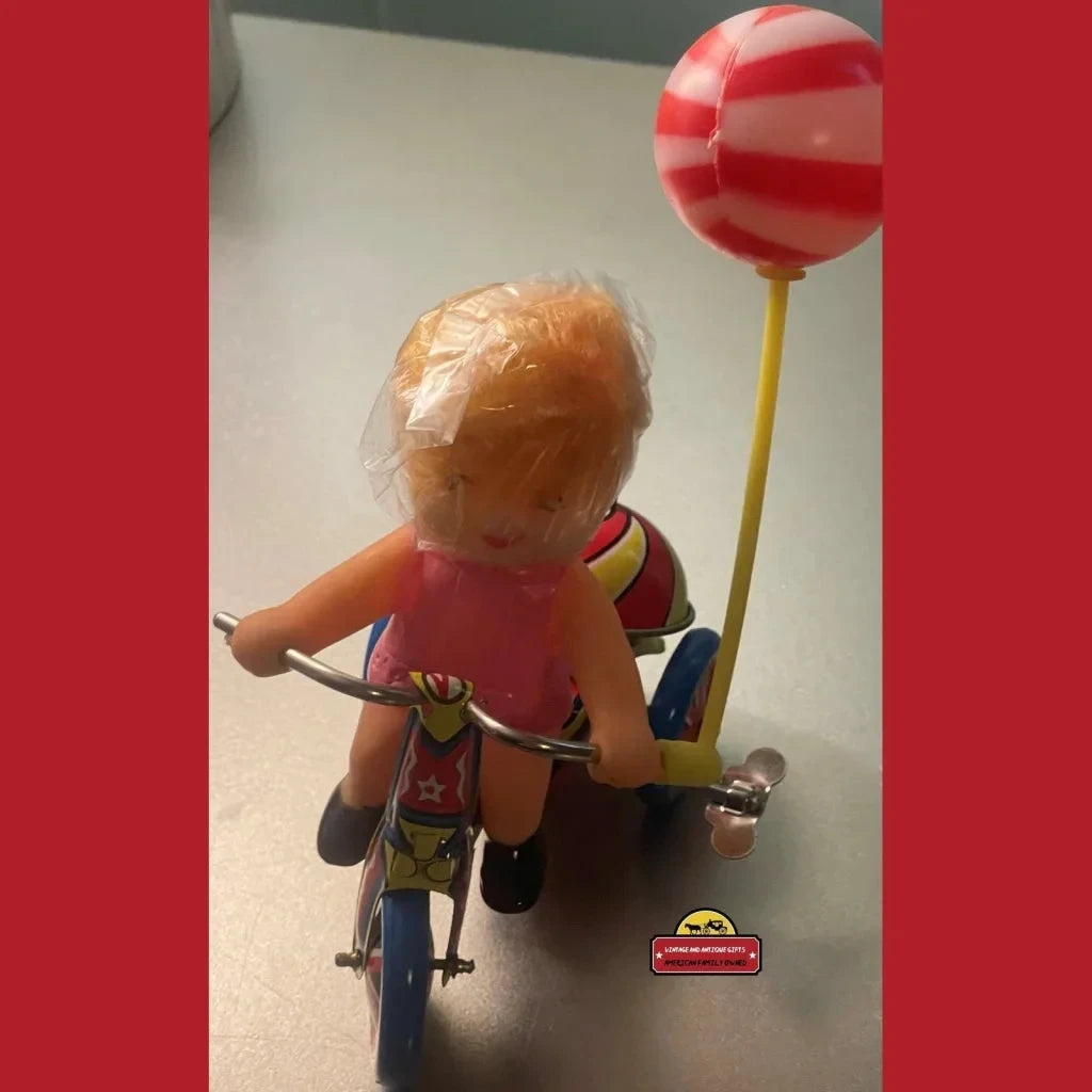 Vintage Tin Wind Up Girls Tricycle Collectible Toy, Unopened in Box! 1970s - 1980s