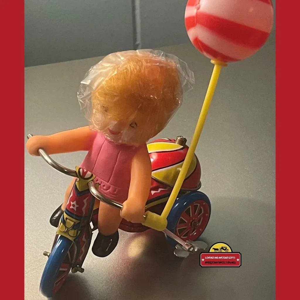 Vintage Tin Wind Up Girls Tricycle Collectible Toy, Unopened in Box! 1970s - 1980s