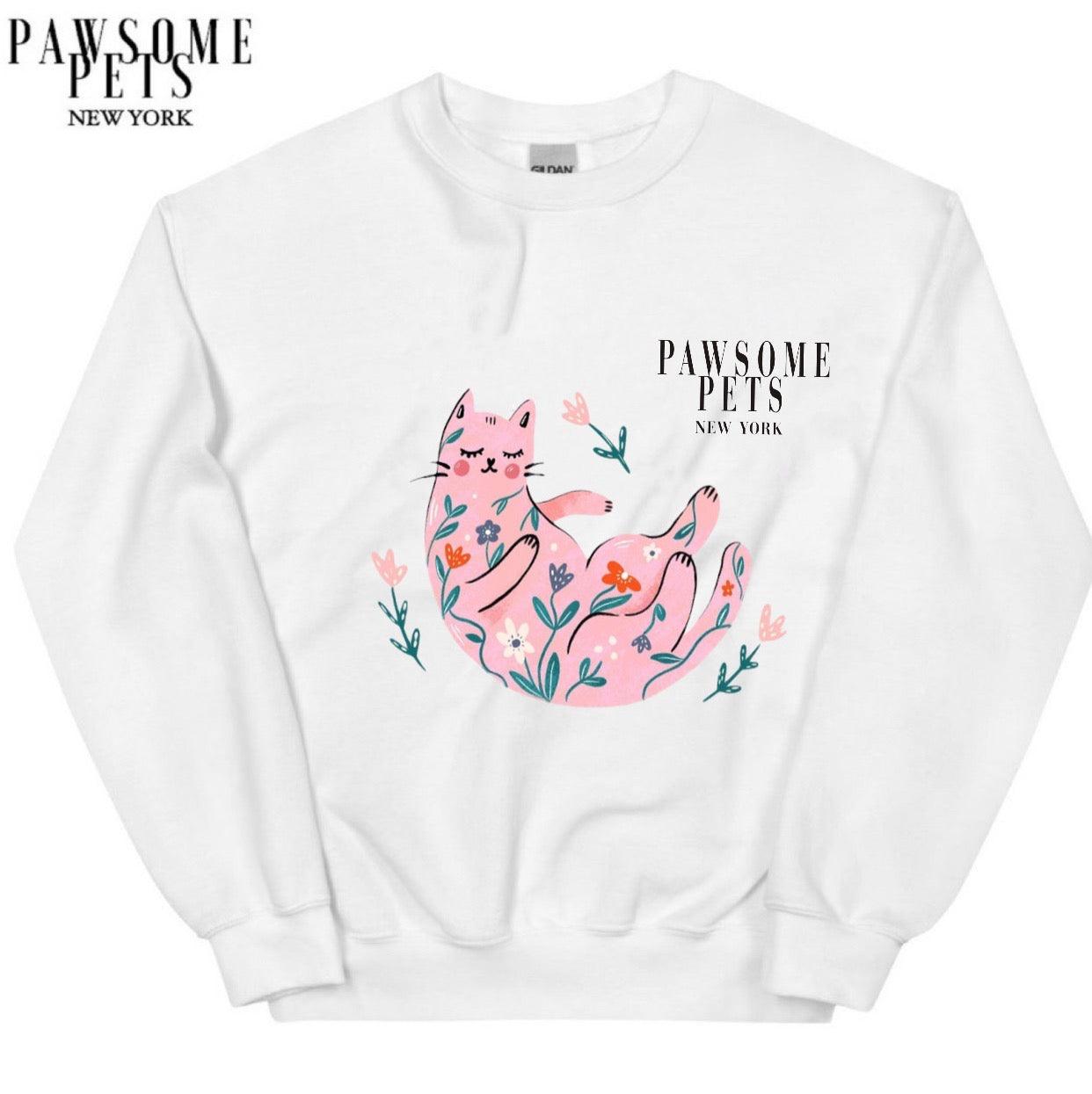 Sweatshirt - Floral Cat - 7 COLORS -