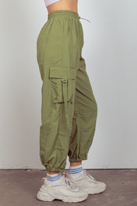 Thumbnail for VERY J Elastic Waist Woven Cargo Pants - T - 1 COLOR -