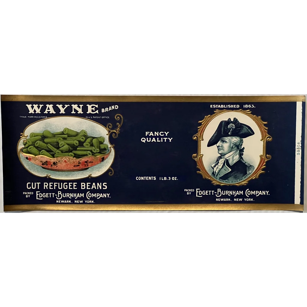 Antique Vintage🤩 1920s Wayne Gold Embossed Can Label Newark, NY