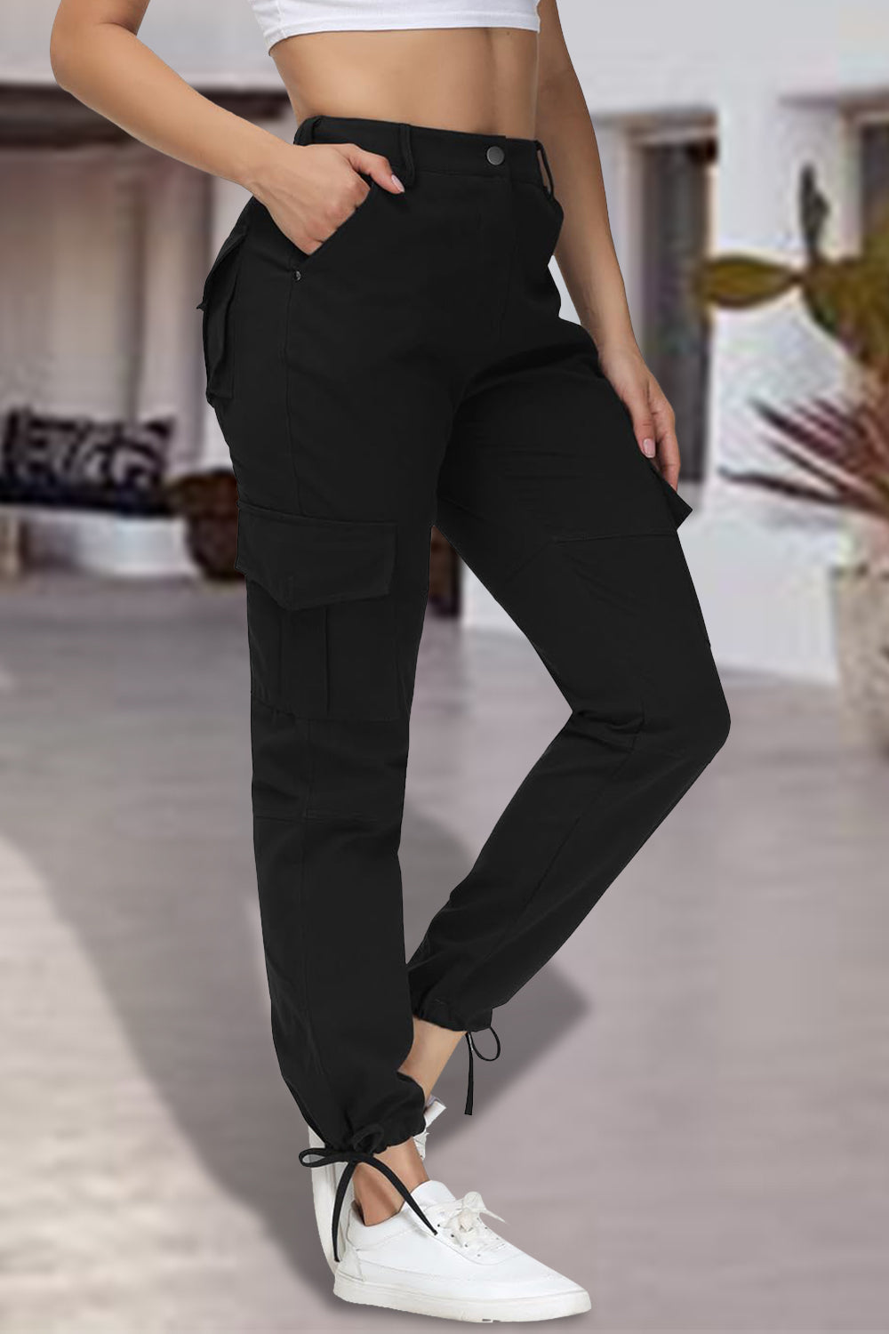 Full Size High Waist Pants with Pockets - T - 3 COLORS -