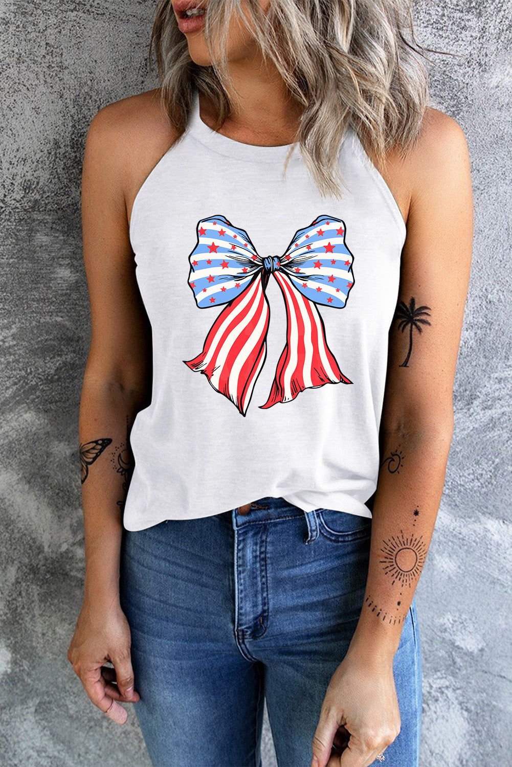 USA Bow Graphic Grecian Neck Tank - T - 1 COLOR -