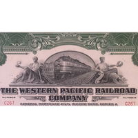 Thumbnail for Antique Vintage 1945 Western Pacific Railroad Company Bond Certificate Green