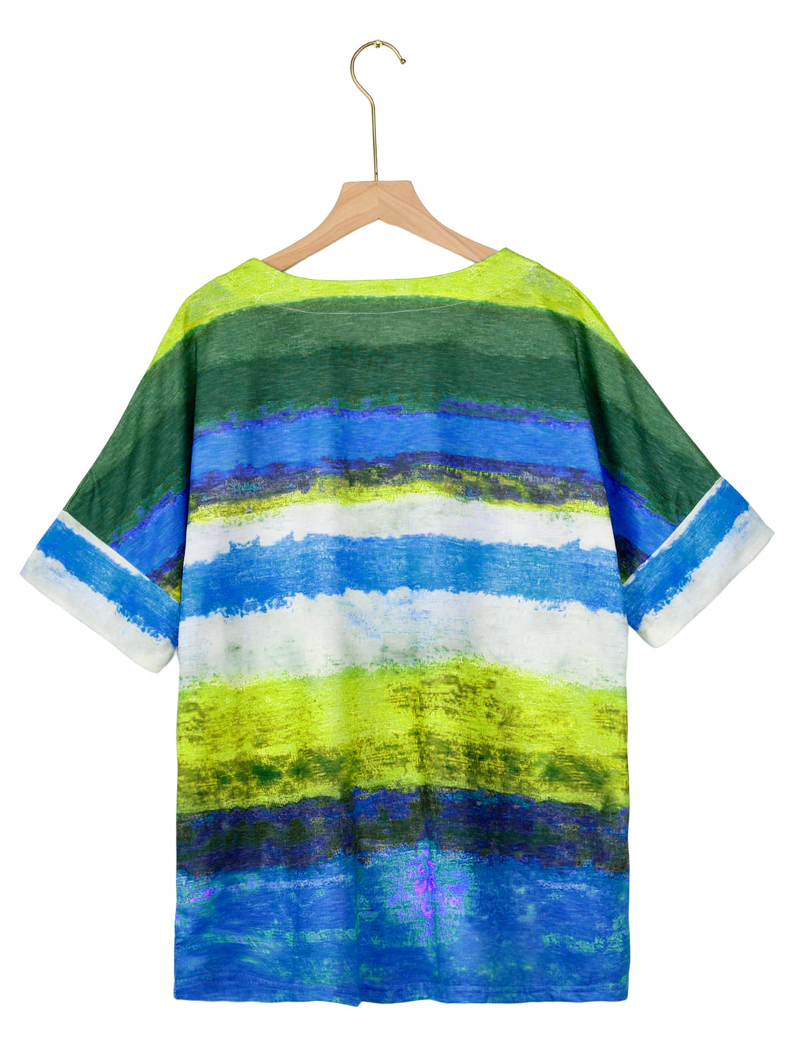 Full Size Color Block Round Neck Half Sleeve T-Shirt - SIZES S THRU 3XL - T - 7 COLORS -