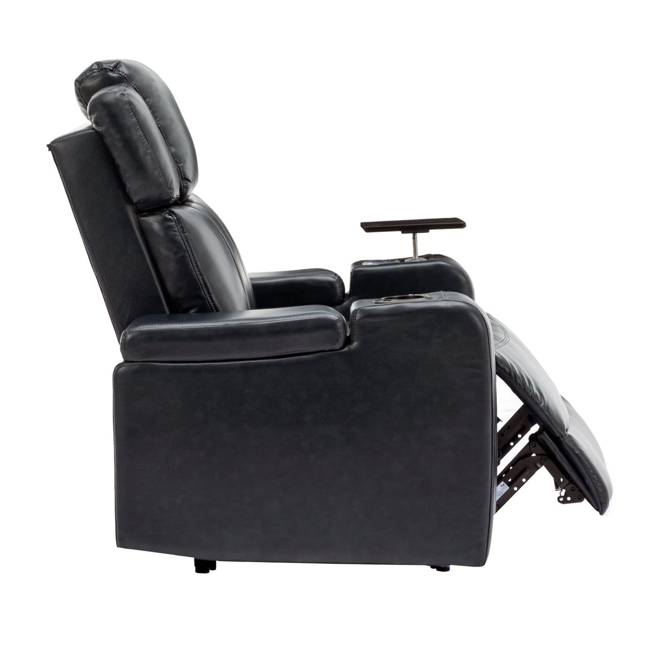 PU Leather Power Recliner Individual Seat Home Theater Recliner With Cooling Cup Holder, Bluetooth Speaker, LED Lights,