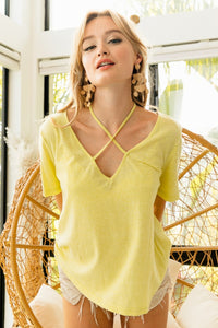 Thumbnail for BiBi Tied Detail Short Sleeve T-Shirt - T - 1 COLOR -