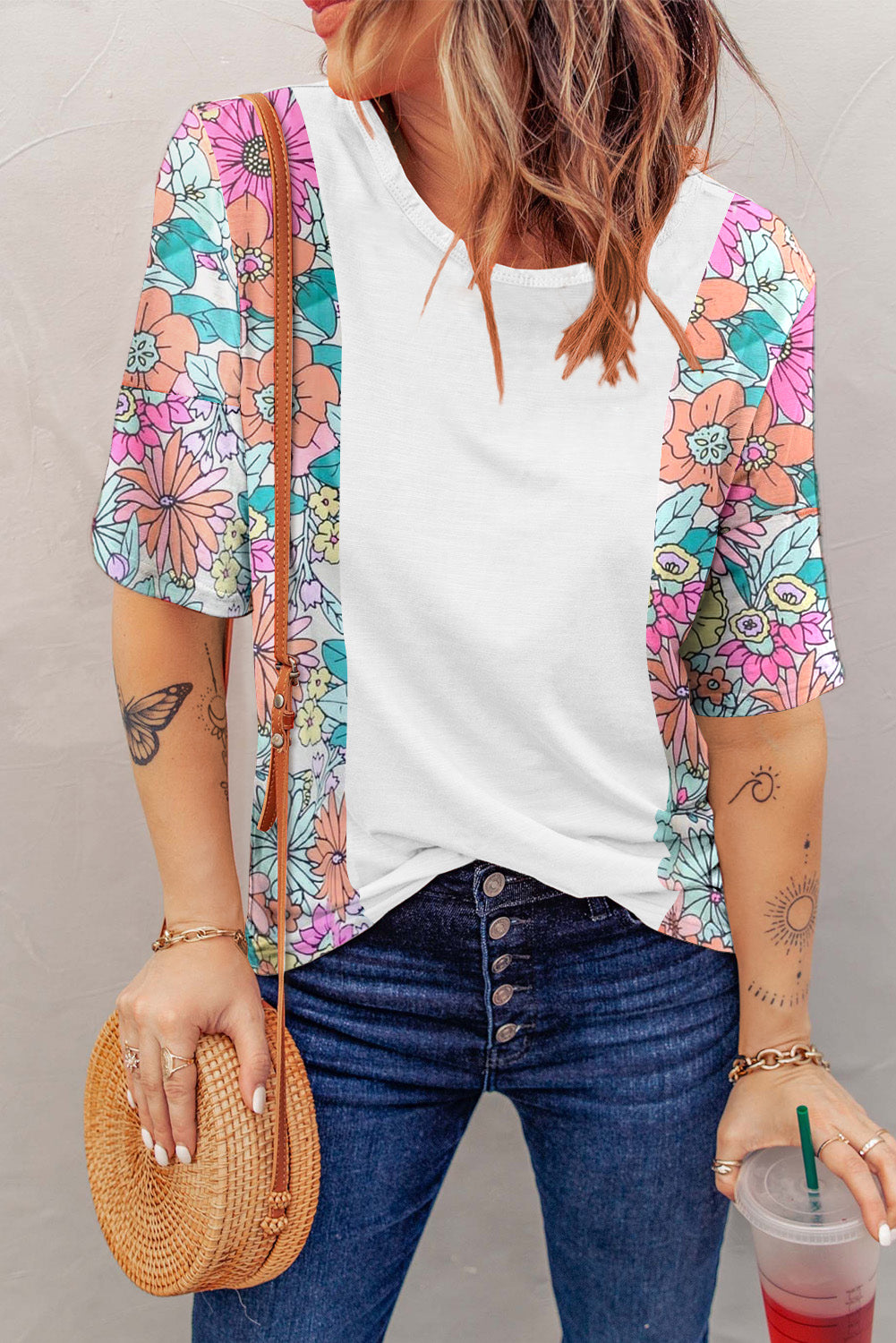 Printed Round Neck Half Sleeve T-Shirt - T - 1 COLOR -