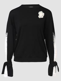 Thumbnail for Lace Detail Tied Cuff Long Sleeve - T - 1 COLOR -