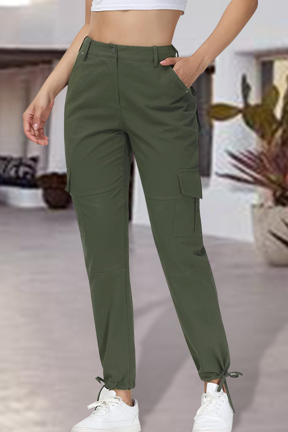 Full Size High Waist Pants with Pockets - T - 3 COLORS -