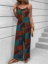 Thumbnail for Printed Scoop Neck Spaghetti Strap Jumpsuit - T - 1 MULTICOLOR -