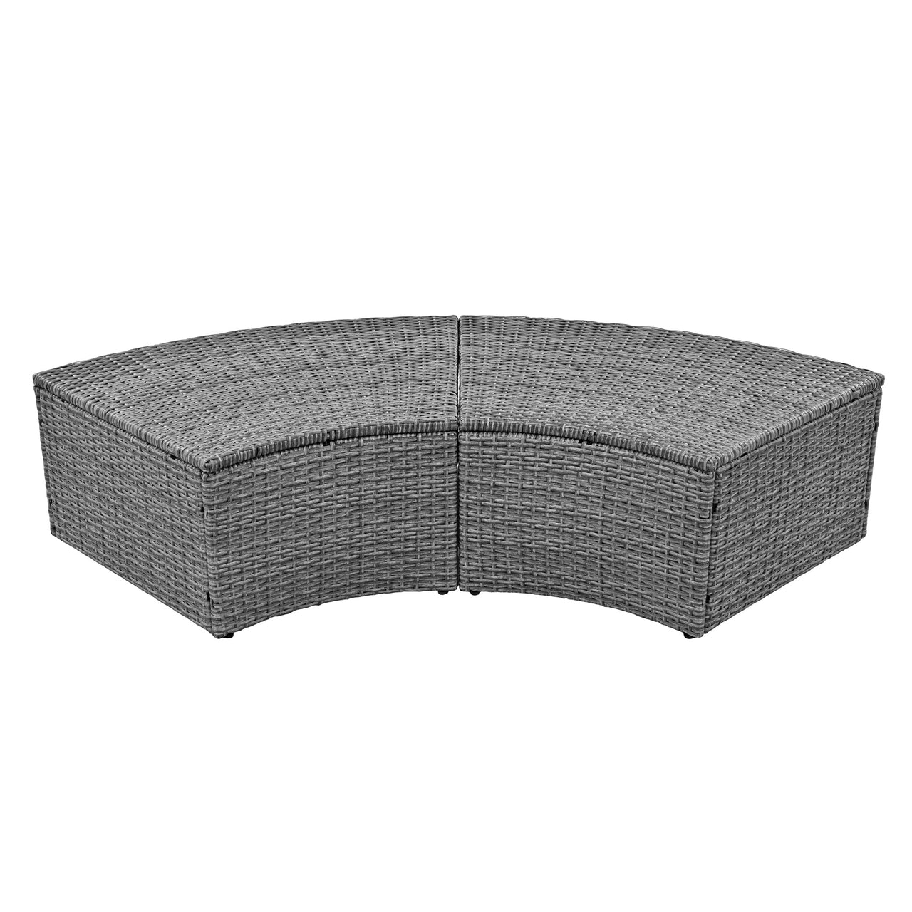 Patio 5-Piece Round Rattan Sectional Sofa Set All-Weather PE Wicker Sunbed Daybed With Round Liftable Table and Washable