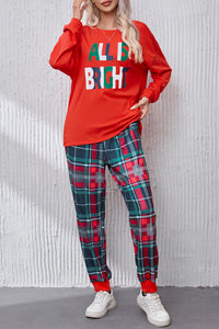 Thumbnail for ALL IS BRIGHT Round Neck Top and Plaid Pants Lounge Set - T - 1 COLOR -