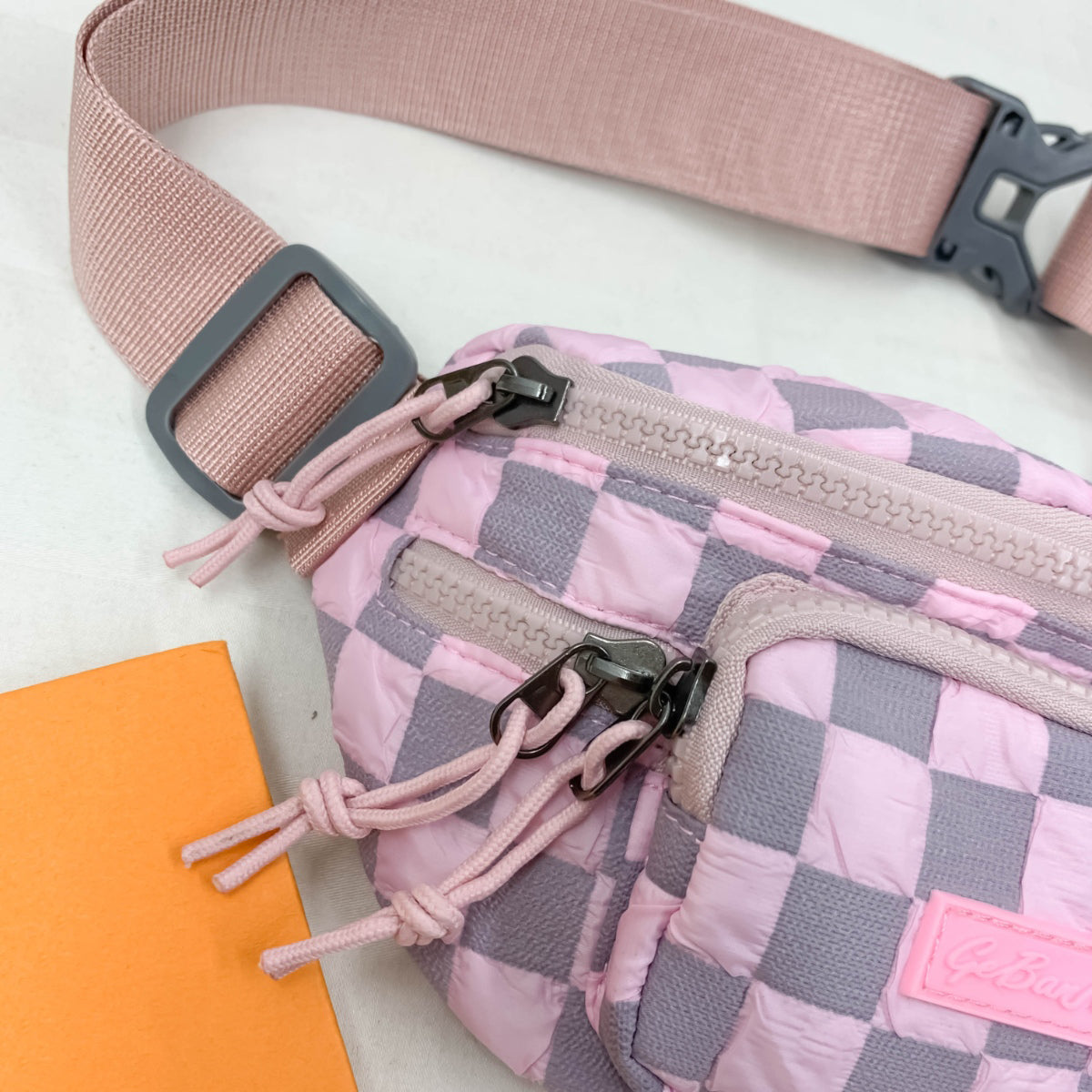 Checkered Adjustable Strap Nylon Crossbody Bag - T - 4 COLORS -