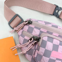 Thumbnail for Checkered Adjustable Strap Nylon Crossbody Bag - T - 4 COLORS -