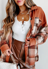 Thumbnail for Plaid Button Up Long Sleeve Jacket - T - 1 COLOR -