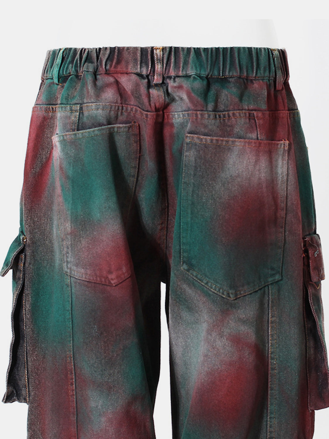 Spray-Painted Print Wide Leg Cargo Jeans - T - 1 COLOR -