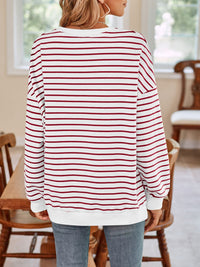 Thumbnail for Striped Round Neck Long Sleeve Sweatshirt - T - 6 COLORS -