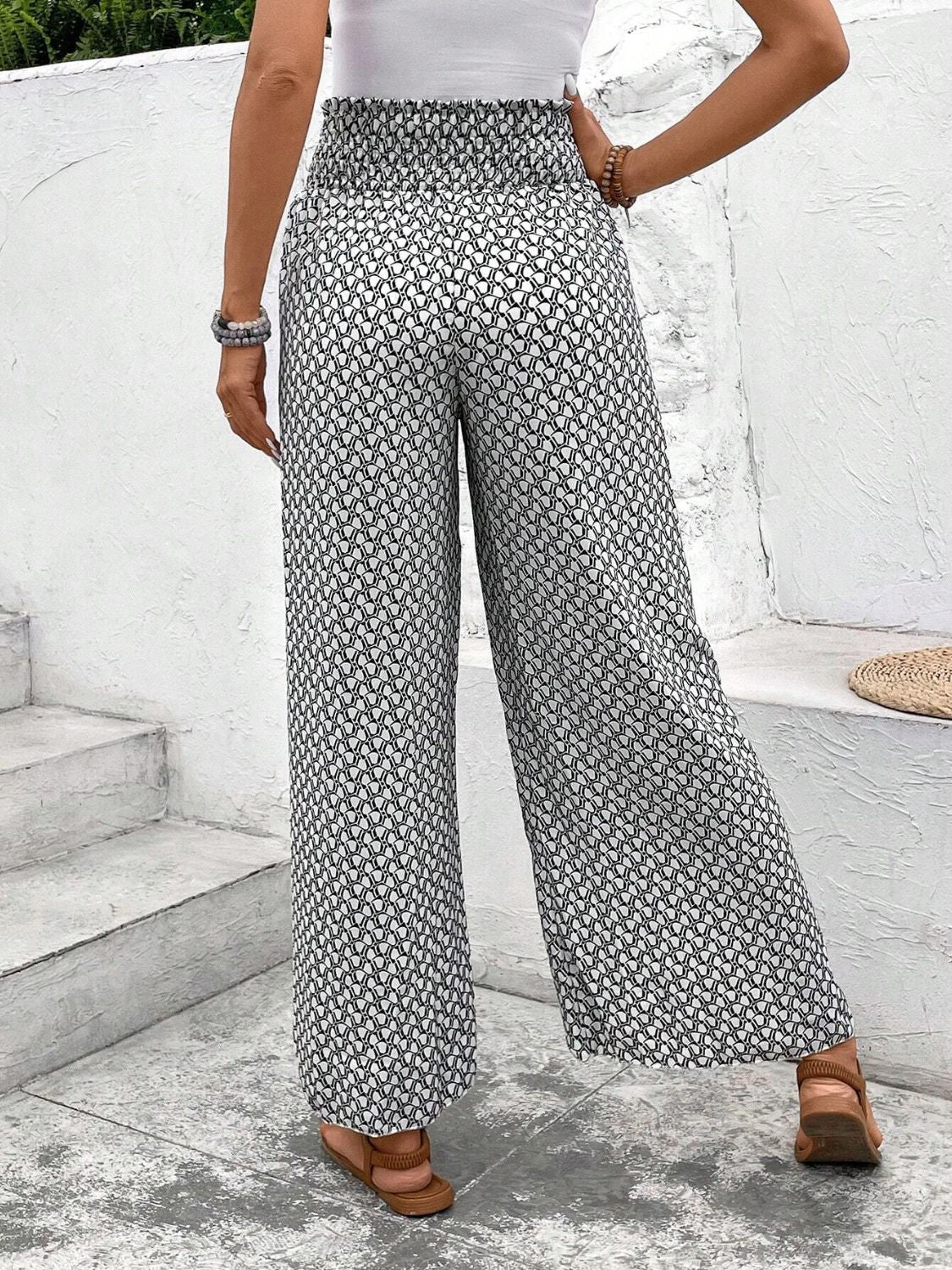 Tied Printed Wide Leg Pants - T - 5 COLORS -