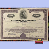 Thumbnail for Vintage 1960s - 1970s United Air Lines Stock Certificate, 1000 Shares, Chicago, Il, Boise, ID