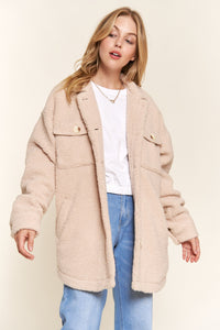 Thumbnail for And The Why Teddy Sherpa Button Down Curved Hem Shacket - T - 1 COLOR -