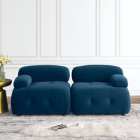 Thumbnail for Modular Sectional Sofa, Button Tufted Designed and DIY Combination,L Shaped Couch With Reversible Ottoman, Navy Velvet