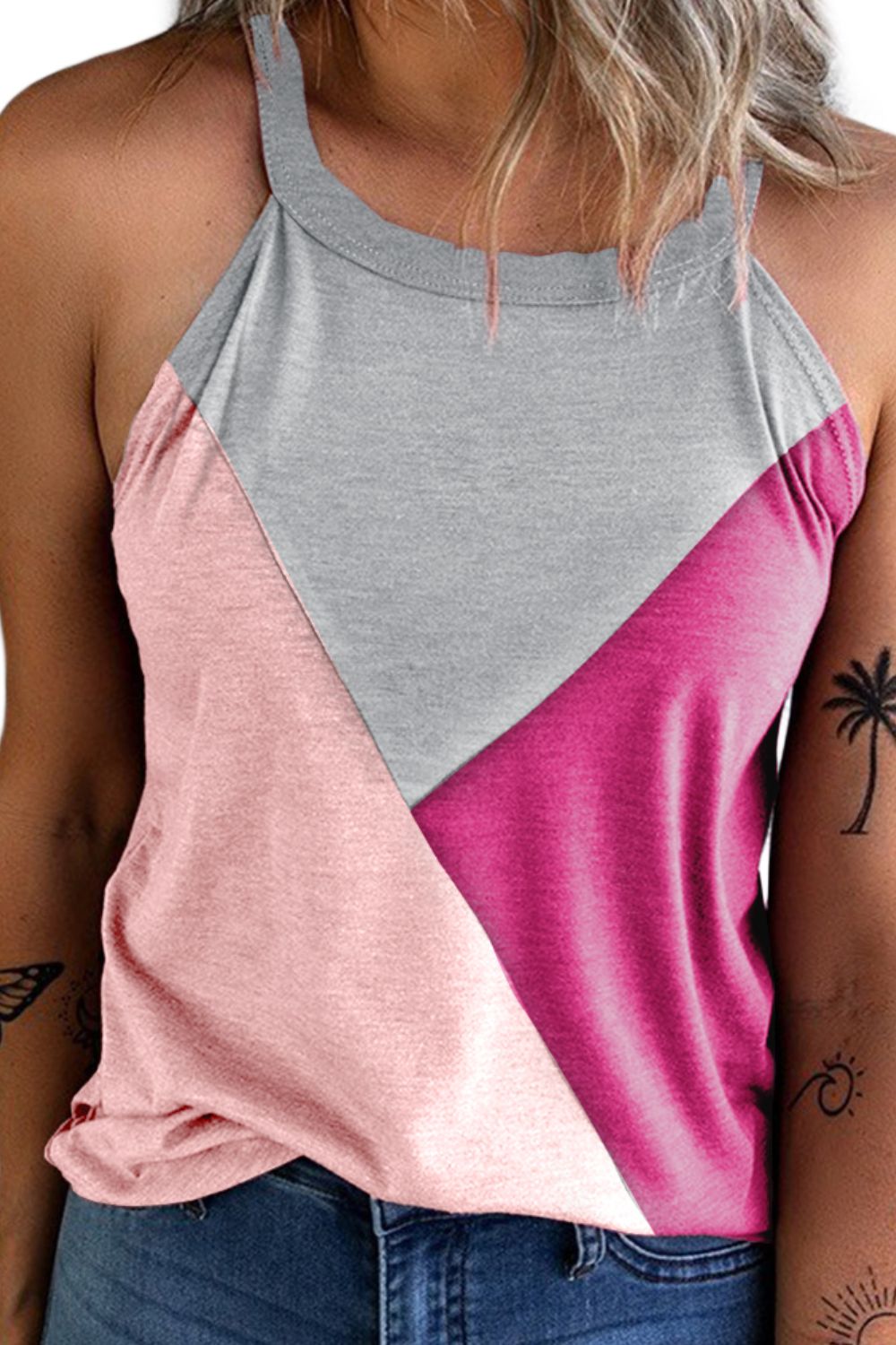 Color Block Grecian Neck Tank - T - 2 COLORS -