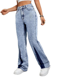 Thumbnail for Contrast Bootcut Jeans with Pockets - T - 1 COLOR -