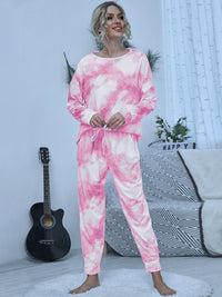 Thumbnail for Tie-Dye Round Neck Top and Pants Lounge set - 2 PCS. - T -