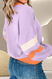 Thumbnail for Color Block Long Sleeve Sweatshirt - T - 1 COLOR -