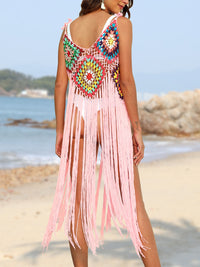 Thumbnail for Fringe Spaghetti Strap Cover-Up - T - 10 COLORS -