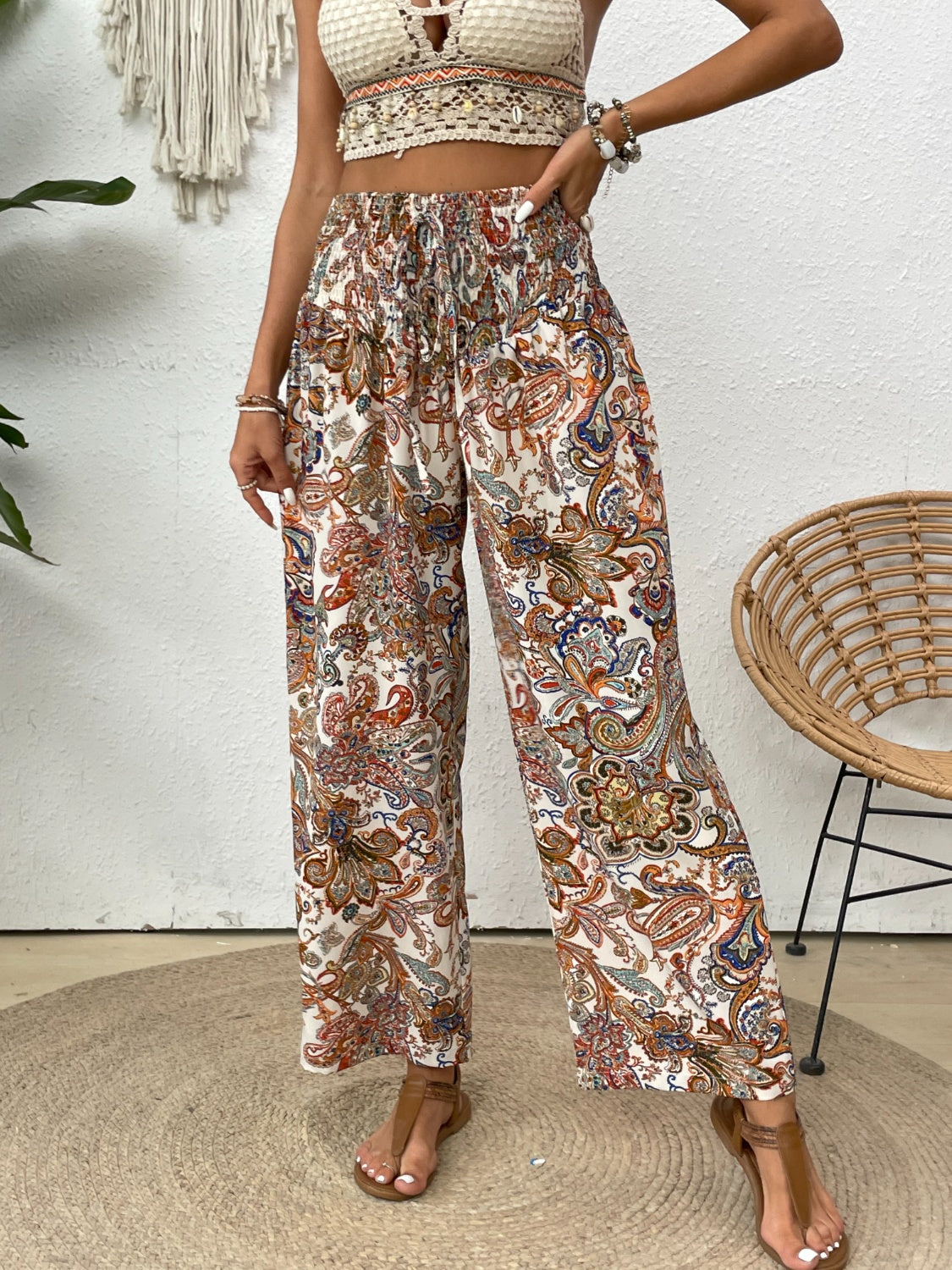 Printed Wide Leg Pants - Beach or Everday - T - 5 COLORS -