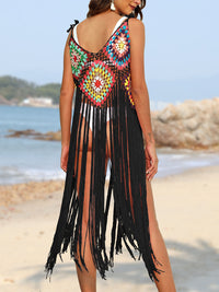 Thumbnail for Fringe Spaghetti Strap Cover-Up - T - 10 COLORS -