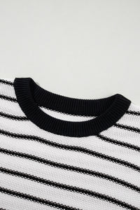 Thumbnail for Striped Round Neck Knit Top - T - 1 COLOR -