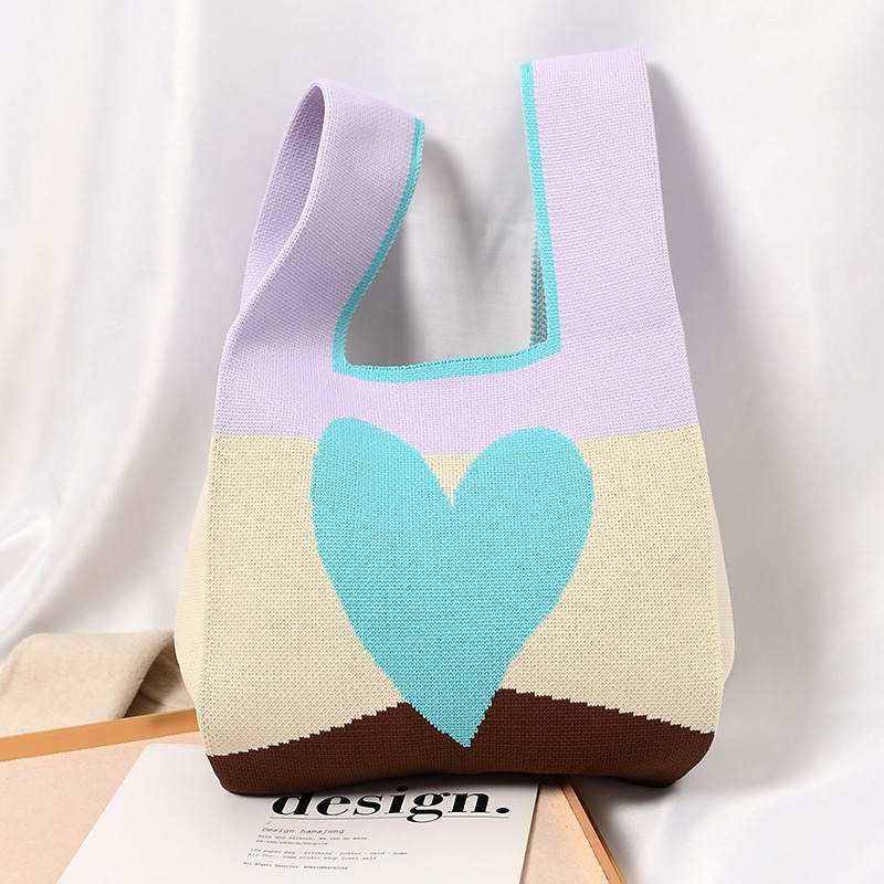 Deluxxie - Heart Design Knitted Tote Bag - 2 COLORS -