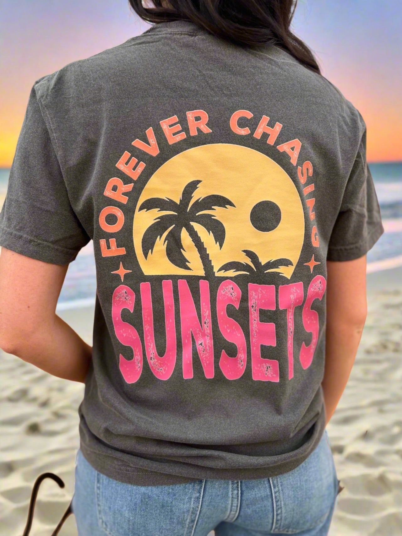 ASK - Forever Chasing Sunsets Tee - Front & Back - 1 COLOR -