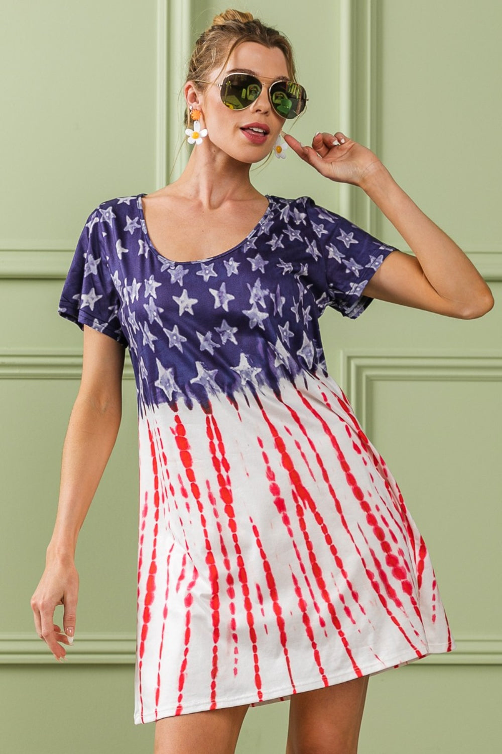 BiBi American Flag Theme Tee Dress - T - 1 COLOR -