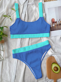 Thumbnail for Contrast Scoop Neck Wide Strap Two-Piece Swim Set - T - 5 COLORS -