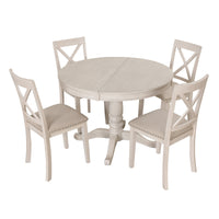 Thumbnail for Modern Dining Table Set for 4,Round Table and 4 Kitchen Room Chairs,5 Piece Kitchen Table Set for Dining Room,Dinette,Br